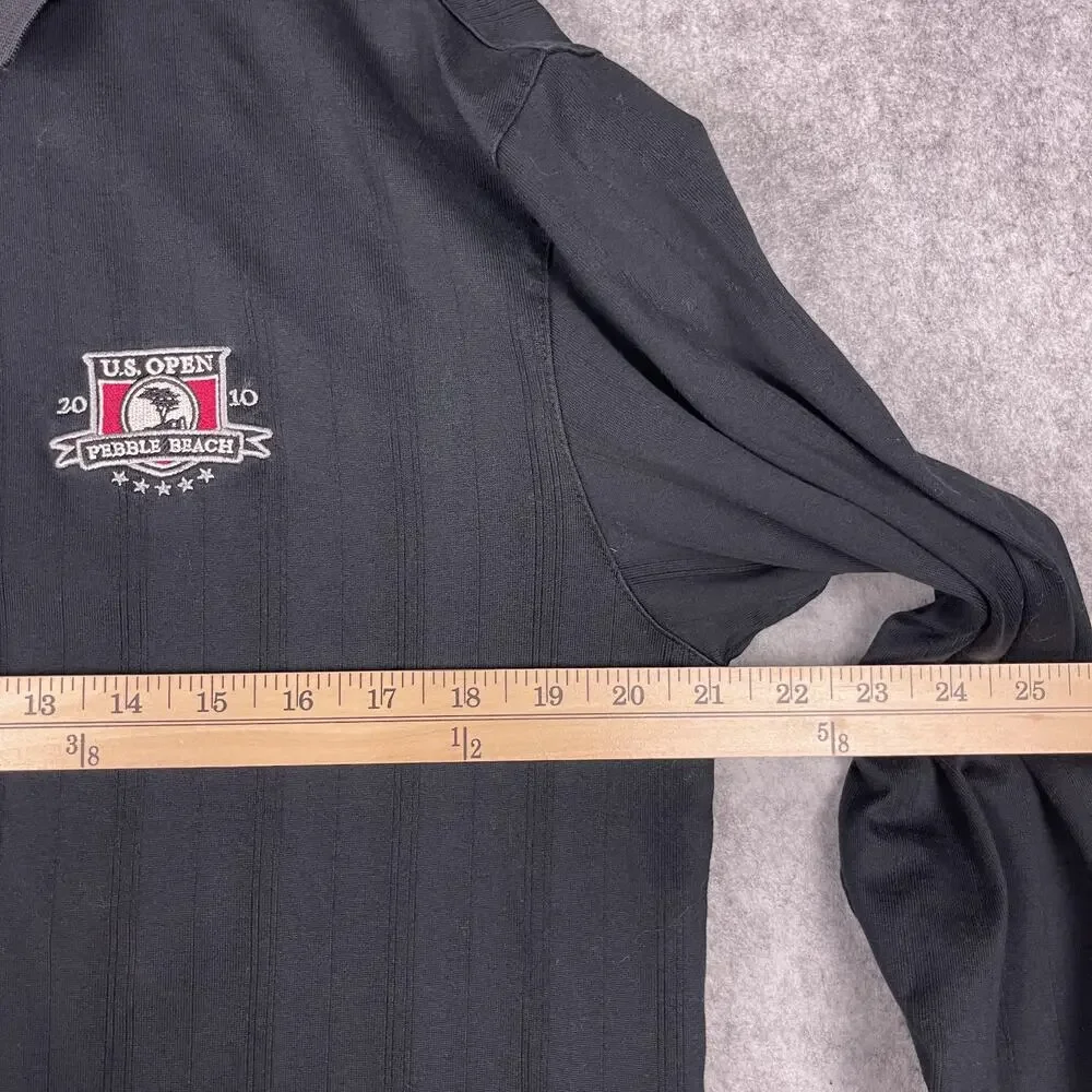 Nike Tiger Woods 2010 US Open‎ Polo Shirt Mens Medium Black Dri-FIT Drop Needle